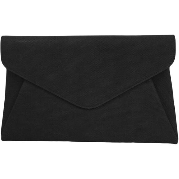 JNB Synthetic Leather Double Pocket Envelop Clutch, Black Medium - Picture 1 of 6